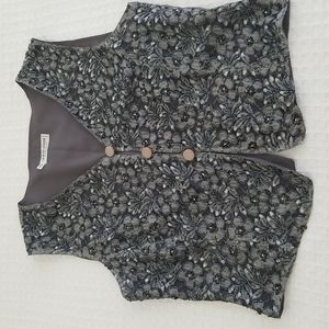 Giorgio Armani grey & black lace vest beaded and sequined.